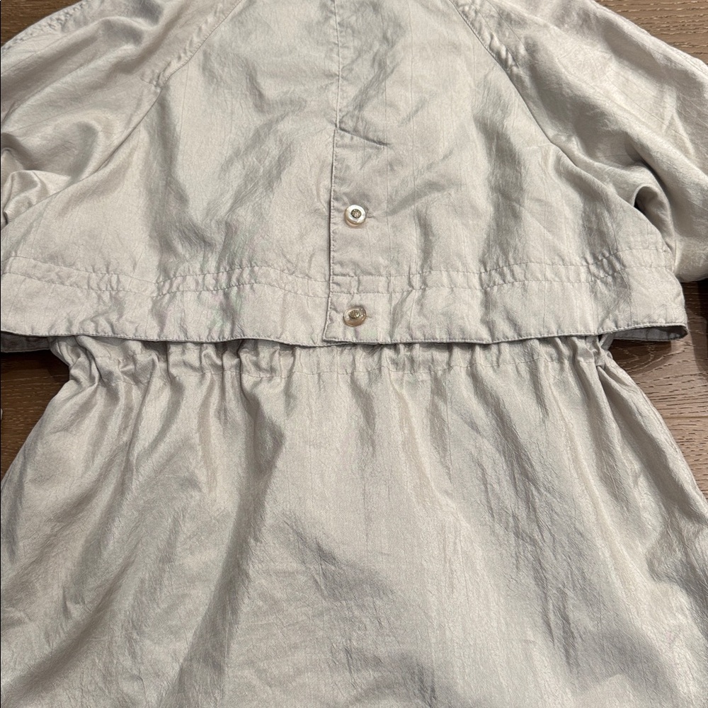 Vintage Style Hooded Utility Jacket Beige Drawstring Waist Size M - Picture 7 of 7